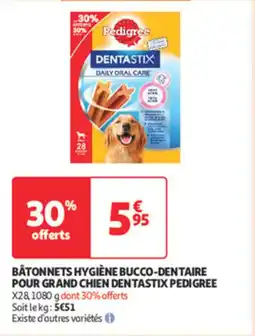 Auchan Direct Bâtonnets hygiène bucco-dentaire pour grand chien dentastix pedigree offre