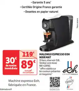 Auchan Direct Malongo espresso eoh noir mat offre