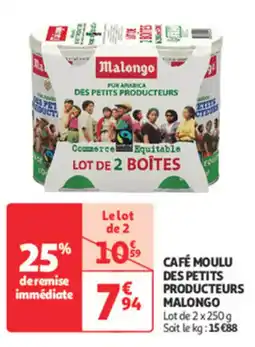 Auchan Direct Café moulu des petits producteurs malongo offre