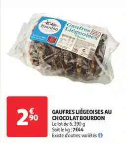 Auchan Direct Gaufres liégeoises au chocolat bourdon offre