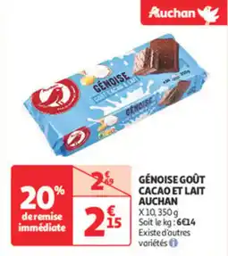 Auchan Direct Génoise goût cacao et lait auchan offre