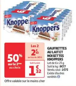 Auchan Direct Gaufrettes au lait et noisettes knoppers offre