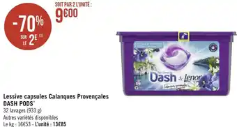 Géant Casino Dash lessive capsules calanques provençales pods* offre
