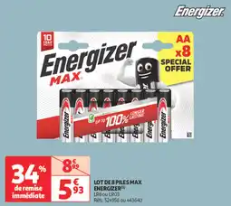 Auchan Direct Lot de 8 piles max energizer offre