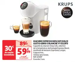 Auchan Direct Machine espresso nescafe dolce gusto genio s blanche yy5215fd offre