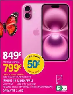 E.Leclerc IPHONE 16 128GO APPLE offre