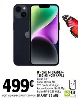 E.Leclerc IPHONE 14 GRADEA+ 128G 5G NOIR APPLE offre