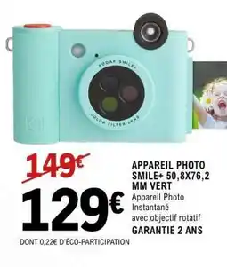 E.Leclerc APPAREIL PHOTO SMILE+ 50,8X76,2 MM VERT offre