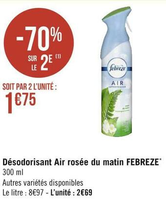 Géant Casino Febreze désodorisant air rosée du matin* offre