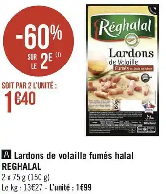 Géant Casino Reghalal lardons de volaille fumés halal offre