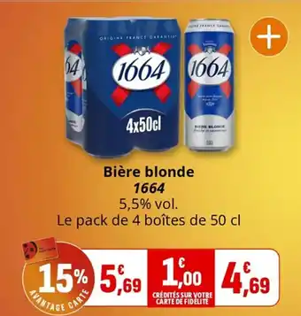 Coccimarket Bière blonde 1664 offre