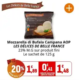 Coccimarket Mozzarella di bufala campana aop les délices de belle france offre
