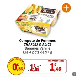 Coccimarket Compote de pommes charles & alice offre