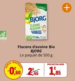 Coccimarket Flocons d'avoine bio bjorg offre