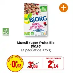 Coccinelle Express Muesli super fruits bio bjorg offre