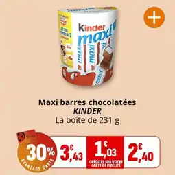 Coccinelle Express Maxi barres chocolatées kinder offre