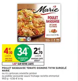 Intermarché Hyper Poulet basquaise tomate oignons thym surgelé marie offre