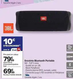 Carrefour Market JBL Enceinte Bluetooth Portable offre