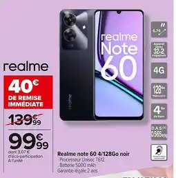 Carrefour Market REALME note 60 4/128Go noir offre