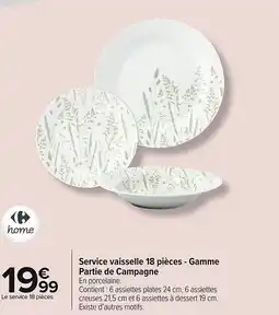 Carrefour Market Service vaisselle 18 pièces - Gamme Partie de Campagne offre