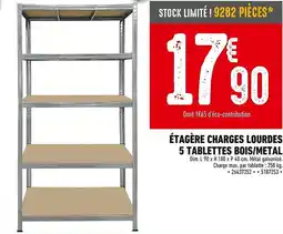 Brico Cash Étagère charges lourdes 5 tablettes bois/metal offre