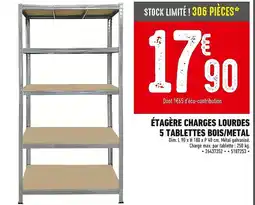 Batkor Étagère charges lourdes 5 tablettes bois/metal offre