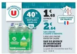 U Express Eau de Source de Montagne d'Auvergne U offre