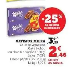 U Express Gateaux Milka offre