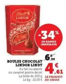 U Express BOULES CHOCOLAT LINDOR LINDT offre