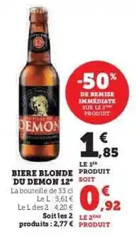Super U BIERE BLONDE DU DEMON 12° offre