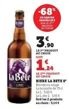 Super U BIERE LA BÊTE 8° offre