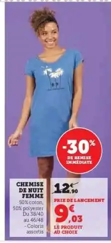 Super U CHEMISE DE NUIT FEMME offre