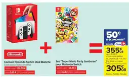 Carrefour Console Nintendo Switch Oled Blanche + Jeu 'Super Mario Party Jamboree' offre