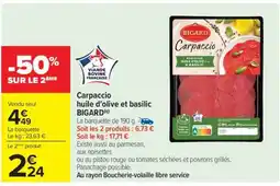 Carrefour Carpaccio huile d'olive et basilic BIGARD offre