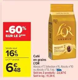 Carrefour CAFÉ EN GRAINS “L’OR” offre