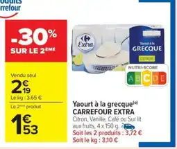 Carrefour YAOURT À LA GRECQUE CARREFOUR EXTRA offre