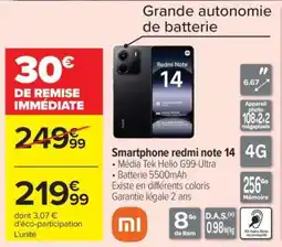 Carrefour Smartphone redmi note 14 offre