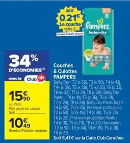 Carrefour Couches & Culottes PAMPERS offre