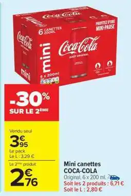 Carrefour Market Mini Canettes Coca Cola offre