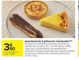 Carrefour Market Assortiment de 3 pâtisseries individuelles offre