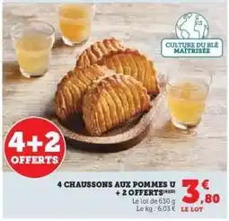 Hyper U 4 Chaussons aux Pommes U + 2 Offerts offre