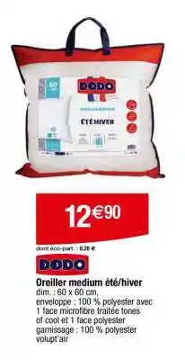 Carrefour Oreiller medium été/hiver offre
