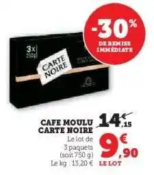 Hyper U Café Moulu Carte Noire offre