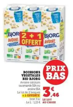 Hyper U BOISSONS VEGETALES BIO BJORG offre