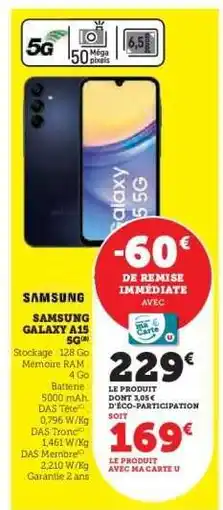 Hyper U Samsung Galaxy A15 5G offre