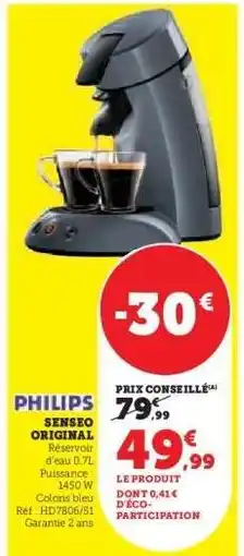 Hyper U PHILIPS SENSEO ORIGINAL offre