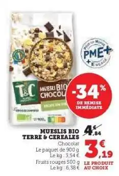 Hyper U Mueslis Bio Terre & Céréales offre