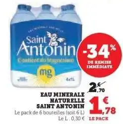 Hyper U Eau Minérale Naturelle Saint Antonin offre
