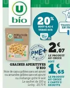 Hyper U Graines Apéritives U Bio offre