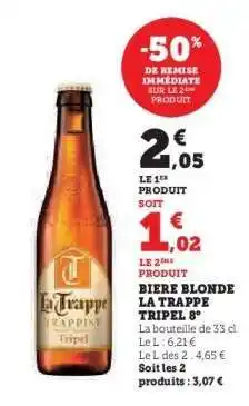 Hyper U BIERE BLONDE LA TRAPPE TRIPEL 8° offre